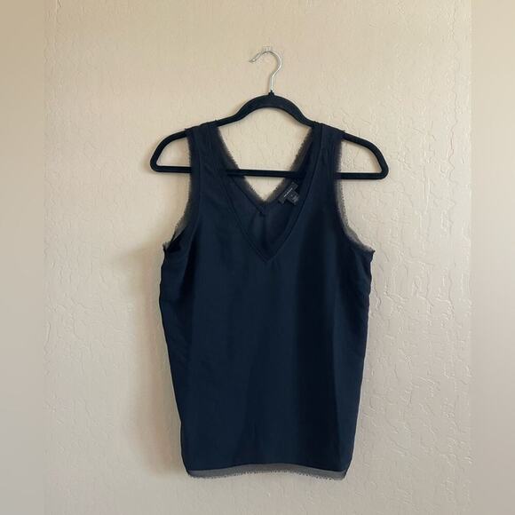 Halogen Raw Edge Black V Neck Sleeveless Top - Picture 3 of 8